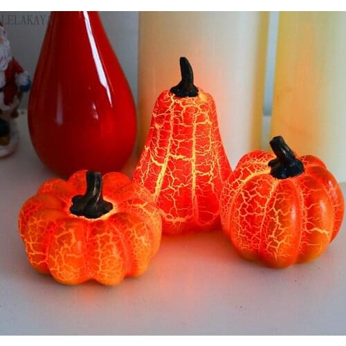 1pc Halloween Pumpkin Light Holiday Decor LED Luminous Resin Small Pumpkin Lamp Halloween Party Supplies Desktop Ornaments Props