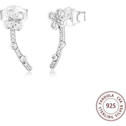 100% 925 Sterling Silver Earring Draped Four-Petal Flowers Earrings for Women Earings Fashion Jewelry brincos