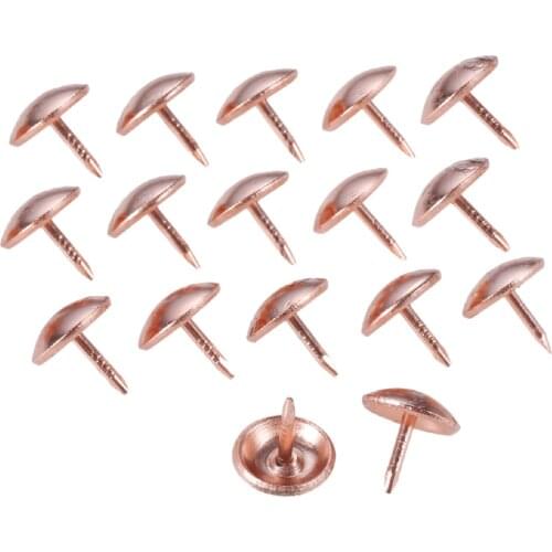 100Pcs Rose Gold Metal Upholstery Nails Jewelry Case Box Drum Sofa Decorative Tacks Stud Pushpin Doornail Fastener 11*11 11*17mm