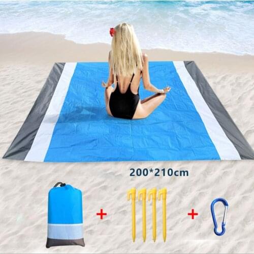 2x2.1m Waterproof Pocket Beach Blanket Folding Camping Mat Mattress Portable Lightweight Mat Outdoor Picnic Mat Sand Beach Mat