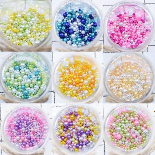 20g/Pack Mix Size 3/4/5/6/8/10mm Beads With Hole Colorful Pearls Round Acrylic Imitation Pearl Diy For Jewelry Making Nail Art
