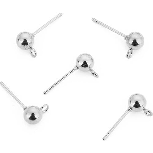 20pcs/lot Hypoallergenic Stainless Steel Ball Stud Earring Posts with 3mm 4mm 5mm Ball for for Jewelry Earring Diy Making Supply