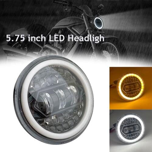 5.75 Inch LED Headlight Headlamp Halo Ring White DRL Angel eye for 883 iron, 883 sportster, softail, touring road king