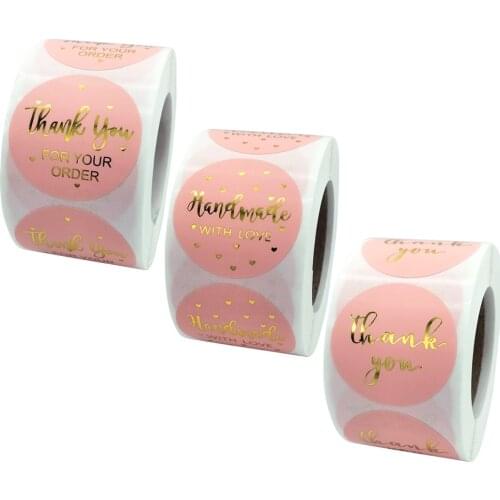 500pcs 1.5Inch Christmas Round floral thank you stickers scrapbooking for package seal labels custom decoration wedding sticker