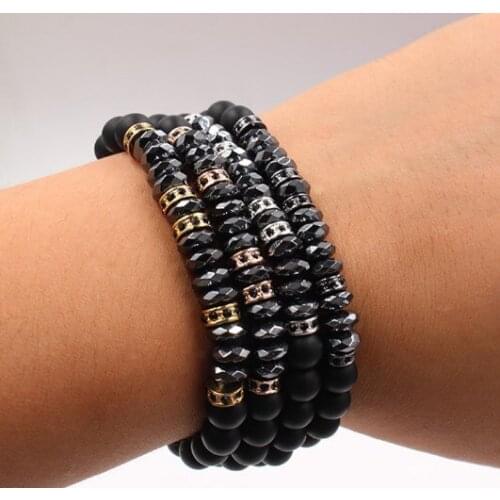 8mm ufg324 elastic adjusted Charm nature stone Reiki Frosted agate Onyx gold silver Copper cz zircon cubic zirconia Bracelet