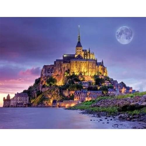 Mont Saint Michel Full 5D Diamond Painting Landscape Diamond Embroidery Cross Stitch Rhinestone Mosaic Wall Stickers Gifts P1008