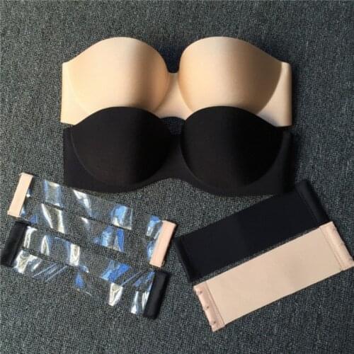 Invisible Push Up Bra Strapless Bras Formal Dress Wedding/Evening Sticky Back Closure Silicone Brassiere New Half Cup Plunge Bra