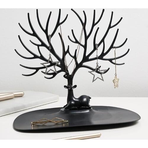 Black White Deer Earrings Necklace Ring Pendant Bracelet Jewelry Cases&Display Stand Tray Tree Storage jewelry