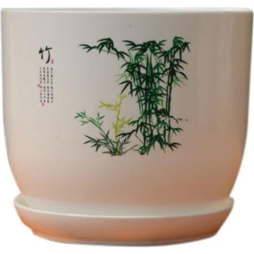 Resin Flowerpot For Cactus Succulent Plant Pot Chinese Style Bonsai Pots Flower Pot With Drainage Hole Container Planter