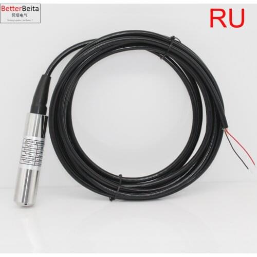 Russian Language 1m 2m 3m 4m 5m 6m 4-20mA liquid level sensor water depth transmitter 24VDC power supply water level sensor