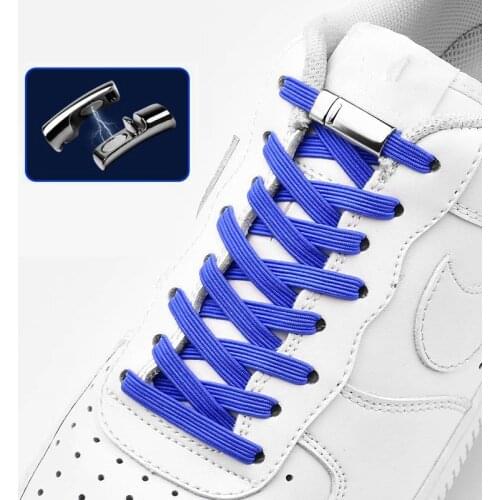 24 Colors Elastic Shoelaces Lock Magnetic Metal No Tie Shoelace Flat Suitable for All Shoes Accessories Lazy Laces T9