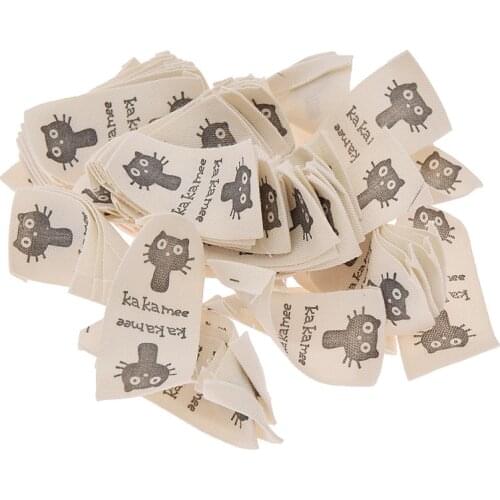 50PCS Cartoon Pattern Cotton Cloth Labels Tags For DIY Craft Quilting Child Colthes Accessories Materials