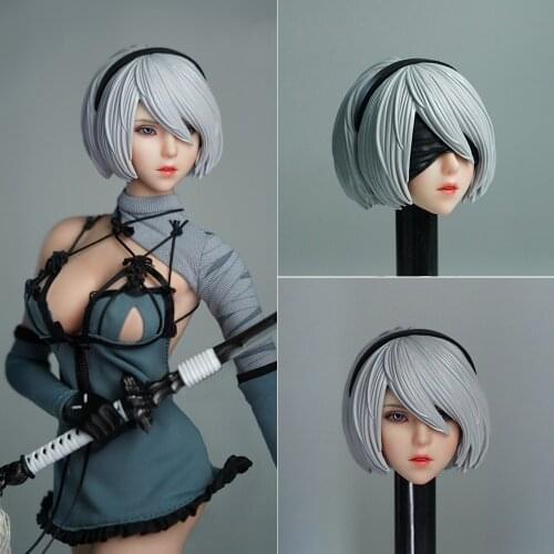 Pre-sale TP001 1/6 Scale 2B Sister Head Sculpt NieR:Automata Female Head Sculpt Model for 12'' Action Figure Pale Body