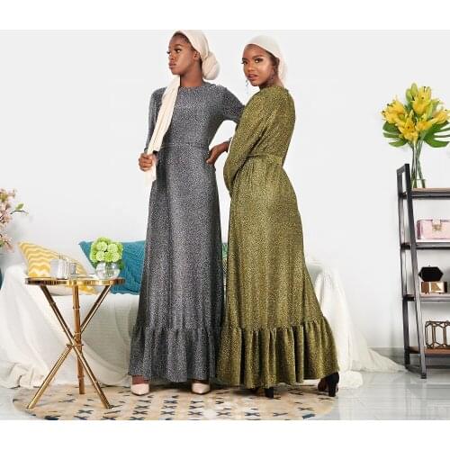 Glossy Ramadan Eid Mubarek Dubai Abaya Turkey Hijab Muslim Dress Women Kaftan Dresses Islam Robe Femme Ete Musulmane Vestidos