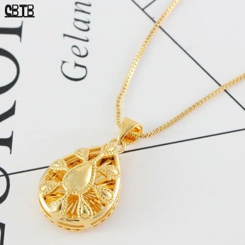 Classic Arab Womens Drop Shaped Golden Muslim Islam Hollow Pendant Necklace Luxury Jewelry Holiday Gift Jewelry Wholesale