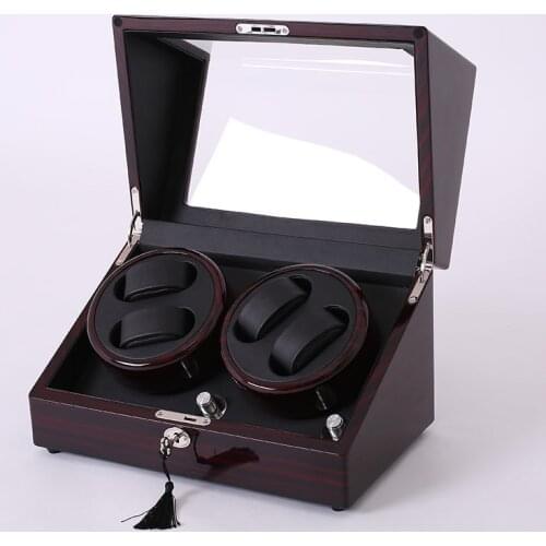 Mahogany leather watch accessories box for automatic watch winder case lock rotator storage movement ratator boxes winders