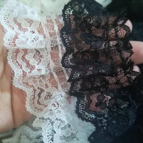 1Yards Pleated Guipure White Black Tulle Lace Ribbon Trim 4cm Sewing Embroidery Lace Fabric Dress Decoration Clothes Crafts RG12