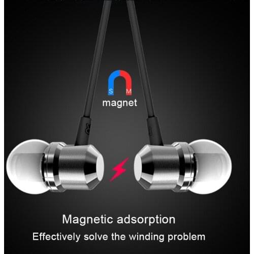 Magnetic In Ear Earphones With Microphone Handsfree Line Control Wired Headset Deep Bass Stereo Music Earbuds For Iphone Samsung
