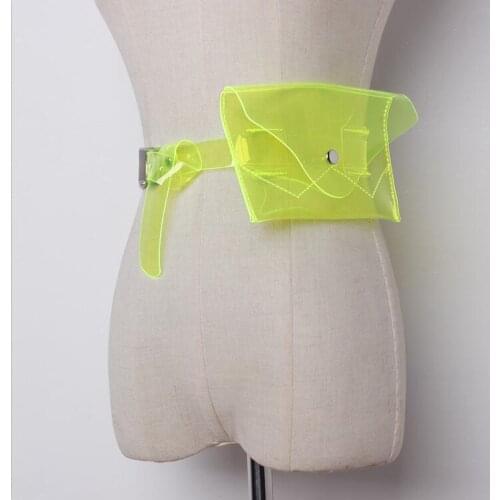 2019 Fashion transparent Neon Bag kids waist bag women fanny pack Summer pvc mobile phone bum belt bag Neon green Waist Packs