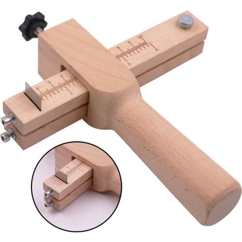 Wooden handmade craft leather cutting tools Belt cutter Pimp cutter measure Knife with 5 blades tool set