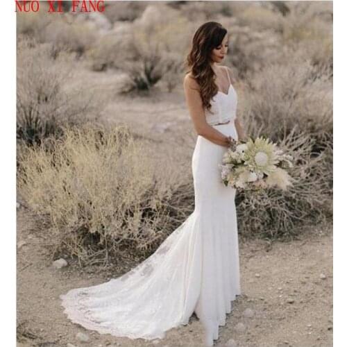 Cheap Sexy Boho Wedding Dress 2 Pieces Vintage Princess Wedding Gown Chiffon Skirt Beach Bride Dress 2020 Vestido De Noiva