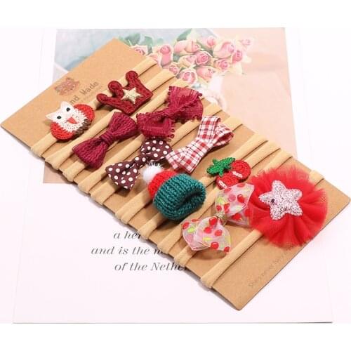 New Arrival Baby Girls Nylon Headband 10pcs/set Soft Stretchy Headbands Girls Cute Fall Headband Set Kids Hair Accessories