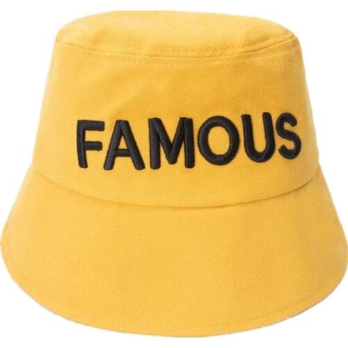 Letter Embroidery Cotton Bucket Hat Fisherman Hat Outdoor Travel Hat Sun Cap Hats for Men and Women 75