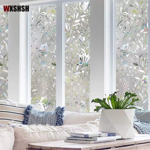 300cm Tulip Flower 3D Static Cling decorative Privacy etched Glass Window Film Vinyl No-Glue Static Decorative films Raamfolie