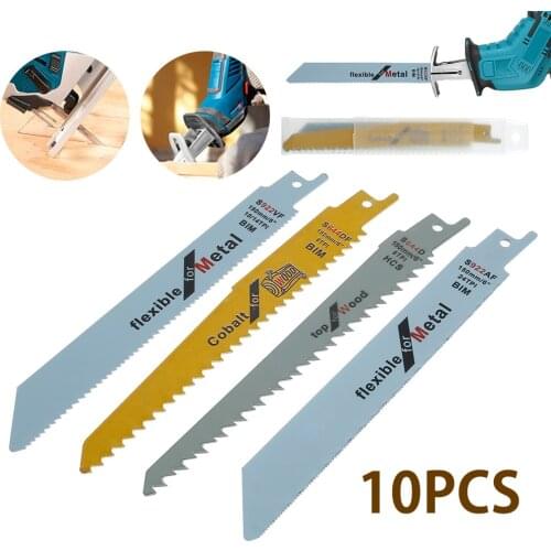 10pcs Reciprocating Saw Blades JigSaw Blade Handsaw Multi Saw Blade For Cutting Wood Metal For Bosch Makita Dewalt DIY Tools
