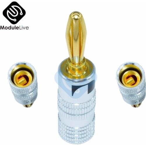 24K Gold Plated For Nakamichi Speaker Banana Plug Pure Copper Audio Jack Audio Connector Sound Connector Intermediate Tools