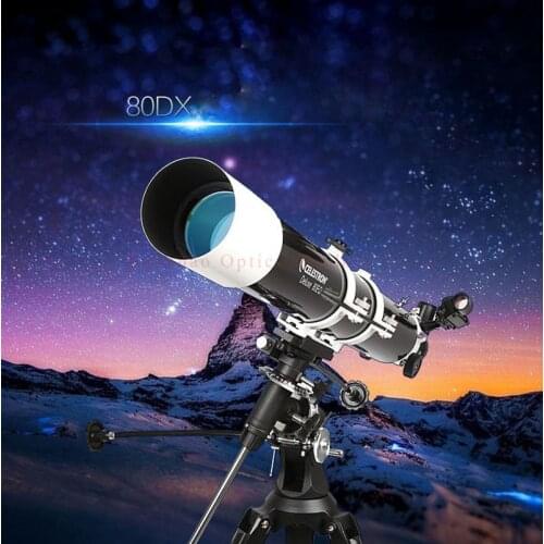 Celestron Astronomical Deluxe 80DX 80EQ Refractor Telescope EQ2 Equatorial Professional Star Watching Easy Setup 81048