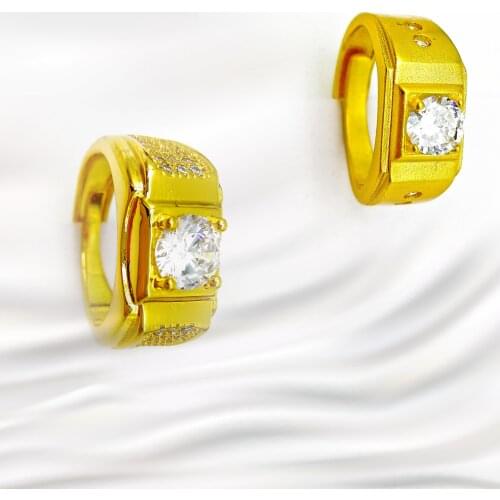 Luxury Gold Color Ring for Men Wedding Engagement Anniversary Jewelry with Boutique Zircon Diamond Ring for Man Birthday Gifts