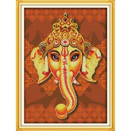 Needlework,DIY Cross stitch,Sets For Embroidery kits,GANESH Elephant God of fortune Pattern Cross-Stitch painting home decor