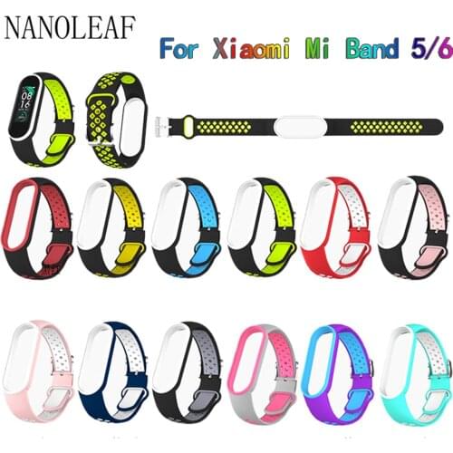Replacement Bracelet Compatible with Xiaomi Mi Band 6 / 5 Soft Silicone Wristbands Sport Adjustable Wrist Strap for Women Men