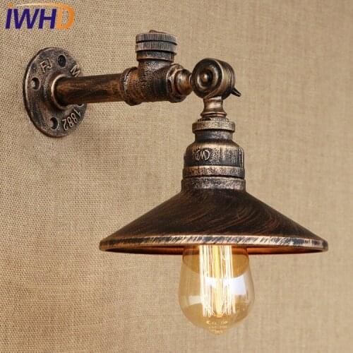 IWHD Loft Style Iron Water Pipe Lamp Adjust Industrial Vintage Wall Light Fixtures Switch Edison Wall Sconces Lighting Lampara