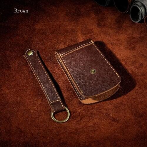 Retro Leather Car Universal Key Bag Crazy Horse Leather Mens Large Capacity Keychain Car Remote Control Bag Waist Bag