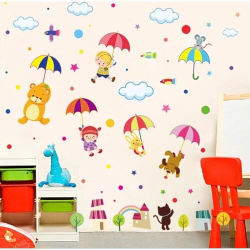DIY Cartoon Animal Vinyl Wall Stickers Lovely Poster Kids Rooms Nursery Home Decor Wallpaper Mural