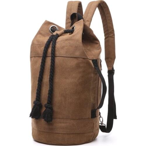 Z.L.D. New Fashion MenS Casual Backpack MenS Canvas Backpack Men And Women Drawstring Open Bag Short-Distance Travel Backpack
