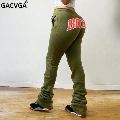 GACVGA Women Stacked Sweatpants Sexy High Waist Slim Pants Fashion Sport Joggers Elastic Autumn Winter Women Trousers