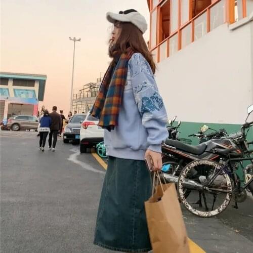 Plus velvet thick autumn and winter Japanese loose kawaii warmth Harajuku cute and sweet cartoon round neck sweater female park