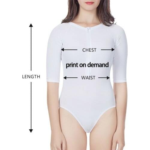 Custom Made Sublimation Printing Womens Long Sleeve Zipper One Piece Swimsuit