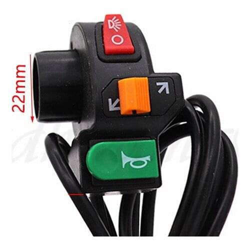 1PC 22mm Motorcycle Electric Scooter Modification Switch Three Function Horn Steering Headlamp Switch Handle Composite Switch