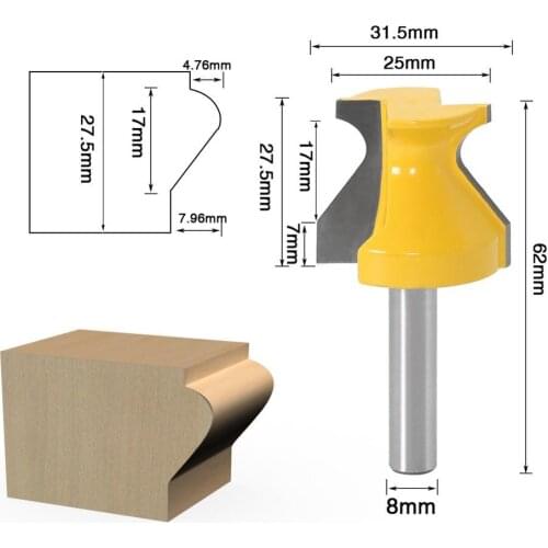 1PC 8mm Shank Door Lip Finger Grip w/ 3/16" Radius Router Bit Trimming CNC Wood Milling Cutter for Woodwork Cutter Power Tools