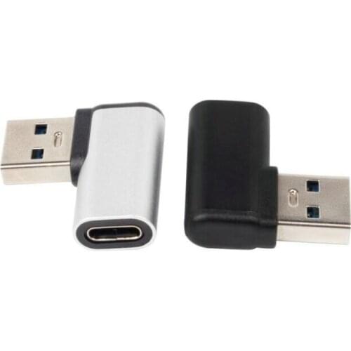 10pcs USB 3.0 Adapter Right Angle to Type C Female Connector USB3.0 90 Degree Left&Right Alloy Adaptor Black Silver