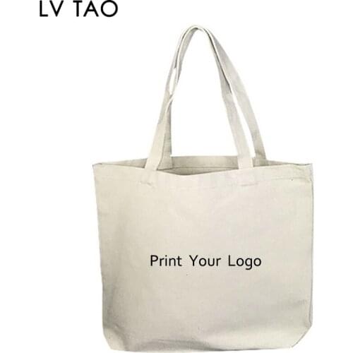 100pcs/lot Custom Logo Reusable Grocery shopping Bag with handles 12oz Canvas Tote Bag Women Men Eco-friendly Shopping Bags