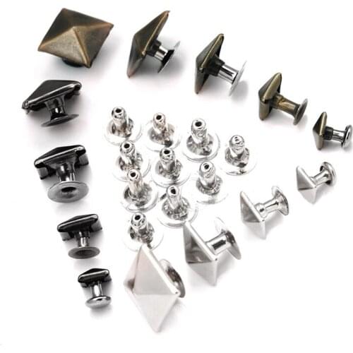 100Pcs Pyramid Square Studs Rivets Claw Metal Studs Rivets For Leather Punk Stud Shoes Leather Cap Bag DIY Craft Accessories