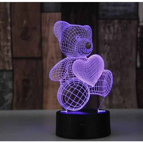 3D Color Changing Mood Lamp Animal Cute Teddy Bear Bulbing Light USB Love Bear Luminous Doll Lovely Gifts for Kids Friends Girl