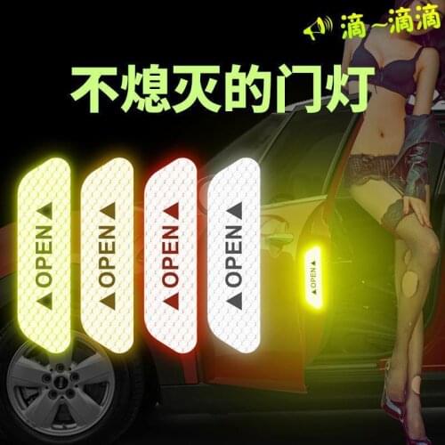 4Pcs/Set Car Reflective Sticker Car Open Exterior Door Reflectante Tape Warning Mark Reflective Open Notice Bicycle Accessories