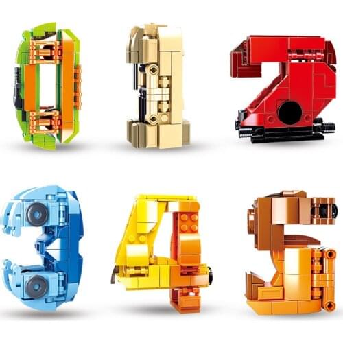 596PCS SLuban 0819 Digital Building Blocks Deformation Creative N Change Childrens Small Particle Assembly Toy Gift