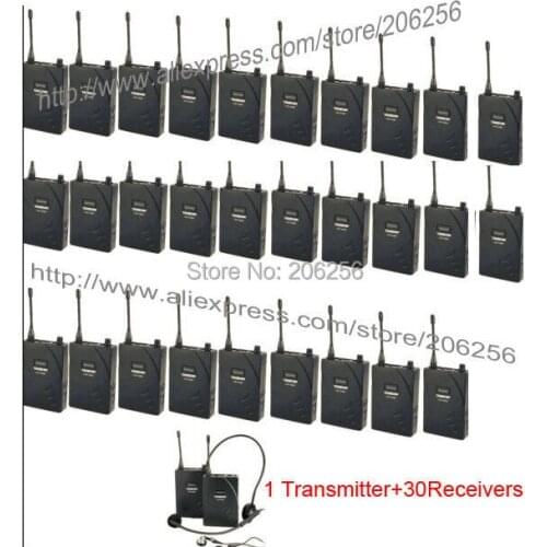 Takstar UHF-938/ UHF 938 UHF frequency Wireless Tour Guide System 50m Operating Range 1 Transmitter+30Receivers for Tour guiding